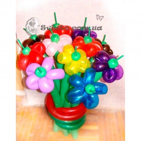 Букет из воздушных шаров: цветы разноцветные, без подставки