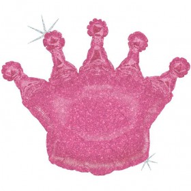 Фольгированный шар корона розовая голография