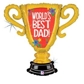 Фольгированный шар кубок чемпиона Worlds Best Dad!