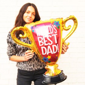 Фольгированный шар кубок чемпиона Worlds Best Dad! фото 2