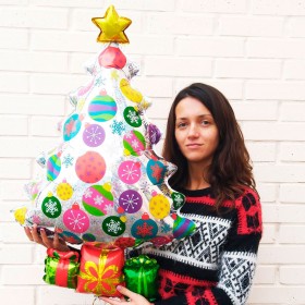Фольгированный шар наряженная елка с подарками фото 2