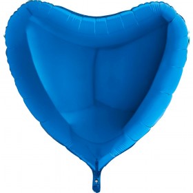 Фольгированный шар сердце большое однотонное фото 3 голубой