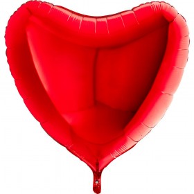 Фольгированный шар сердце большое однотонное фото 4 красный