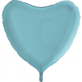Фольгированный шар сердце большое однотонное фото 6 пастель голубой