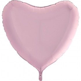 Фольгированный шар сердце большое однотонное фото 7 пастель розовый