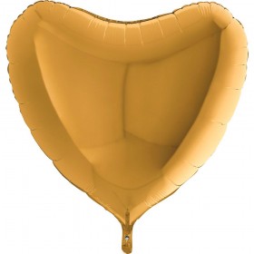 Фольгированный шар сердце большое однотонное фото 12 золото