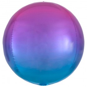 Фольгированный шар сфера разноцветный омбре красно-голубой фото 3