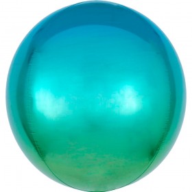 Фольгированный шар сфера разноцветный омбре зелено-голубой фото 6