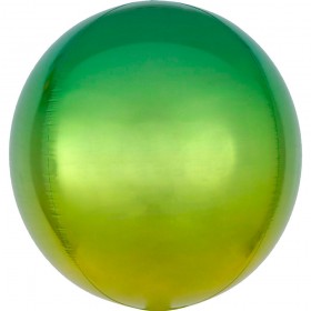 Фольгированный шар сфера разноцветный омбре желто-зеленый фото 8