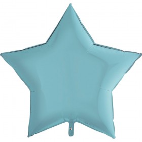 Фольгированный шар звезда большая однотонная фото 12 пастель голубой