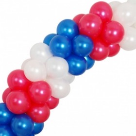 Гірлянда з повітряних кульок металік: червоний, синій, білий