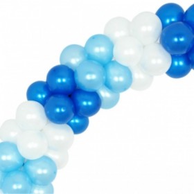 Гірлянда з повітряних кульок металік: синій, блакитний, білий
