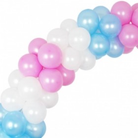 Гирлянда из воздушных шаров перламутр: голубой, розовый, белый
