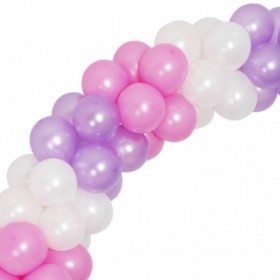 Гирлянда из воздушных шаров перламутр: розовый, лавандовый, белый