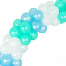Гирлянда из воздушных шаров перламутр: зеленый, голубой, белый