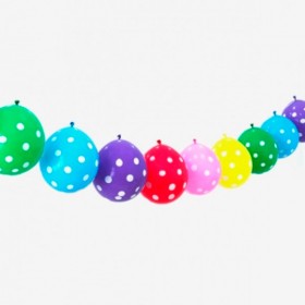 Гирлянда из воздушных шаров: разноцветная с рисунком горох