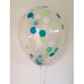 Композиция из воздушных шаров металлик:  белый, небесно-голубой, тиффани, конфетти фото 2