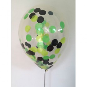 Композиция из воздушных шаров металлик: черный, агат лаймовый, конфетти фото 2