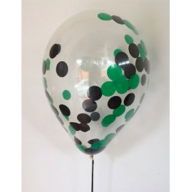 Композиция из воздушных шаров металлик: черный, зеленый, конфетти фото 2