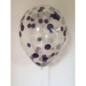 Композиция из воздушных шаров металлик: серебряный, конфетти фото 2