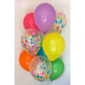 Композиция из воздушных шаров: микс металлик, конфетти бабочки фото 3