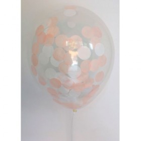Композиция из воздушных шаров перламутр: белый, конфетти круглые фото 2