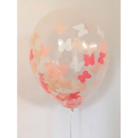 Композиция из воздушных шаров перламутр: белый, персиковый, конфетти фото 2