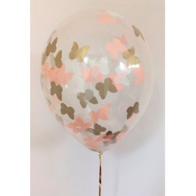 Композиция из воздушных шаров перламутр: белый, персиковый, конфетти фото 6