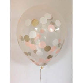 Композиция из воздушных шаров перламутр: белый, персиковый, конфетти фото 8