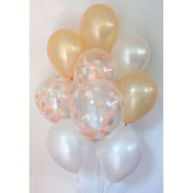 Композиция из воздушных шаров перламутр: белый, золото, конфетти фото 3