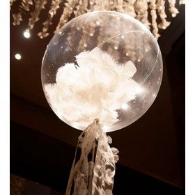 Шар Bubble с белыми перьями фото 3