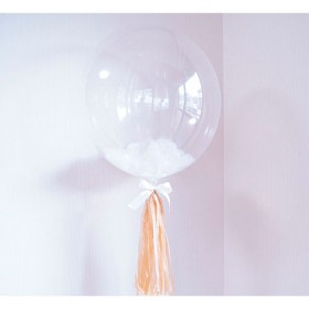 Шар Bubble с белыми перьями фото 6