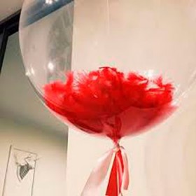 Шар Bubble с красными перьями фото 1