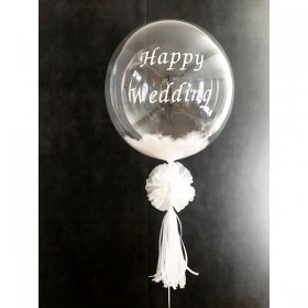 Шар Bubble с перьями Happy Wedding фото 1