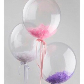 Шар Bubble с перьями в композиции из трех шаров фото 1