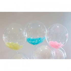 Шар Bubble с разноцветными перьями в композиции фото 2