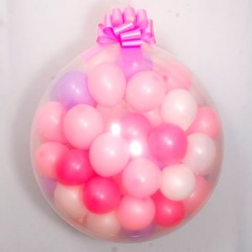 Шар-сюрприз прозрачный с розовыми шариками фото 1
