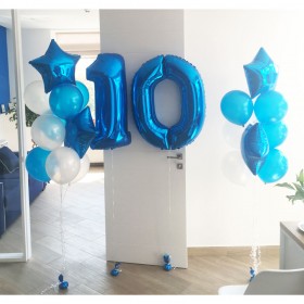 Шар-цифра "10" в композиции с латексными и фольгированными шарами