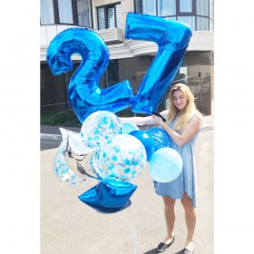 Шар-цифра "27" в композиции с шарами с конфетти фото 2