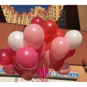 Шары с гелием декоратор микс: розовый, фуксия, белый, полупрозрачный красный  фото 1