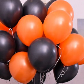 Шары с гелием пастель микс: черный, оранжевый фото 2
