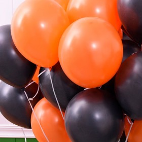 Шары с гелием пастель микс: черный, оранжевый фото 1