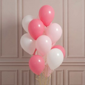 Шары с гелием пастель микс: розовый, бледно-розовый, белый фото 1