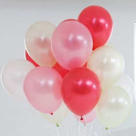 Шары с гелием перламутр микс: ярко-красный, розовый, айвори, белый фото 1