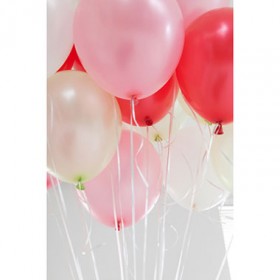 Шары с гелием перламутр микс: ярко-красный, розовый, айвори, белый фото 3